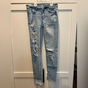 American Eagle Outfitters Light Blue Distressed Skinny Jeans
